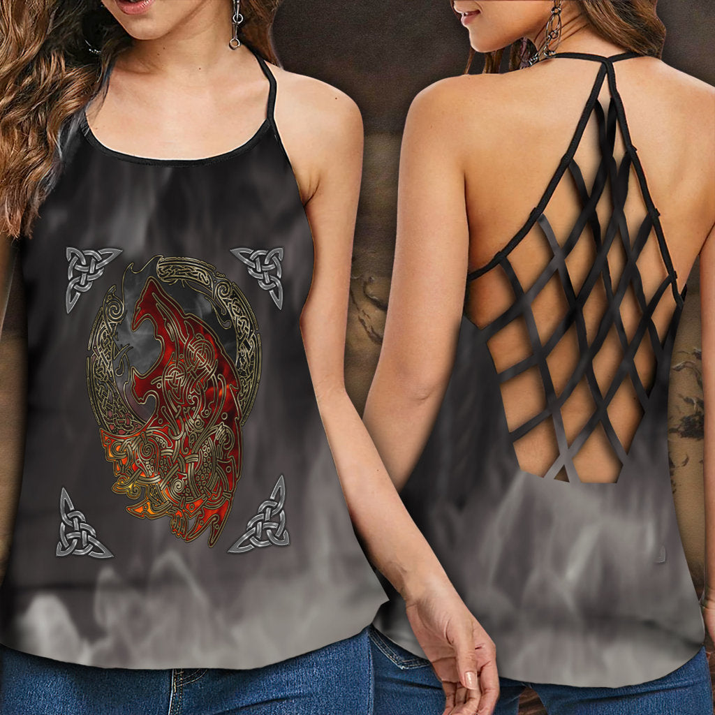 Viking Strong Red Wolf Hollow Tank Top For Workouts Festivals And Bold Style