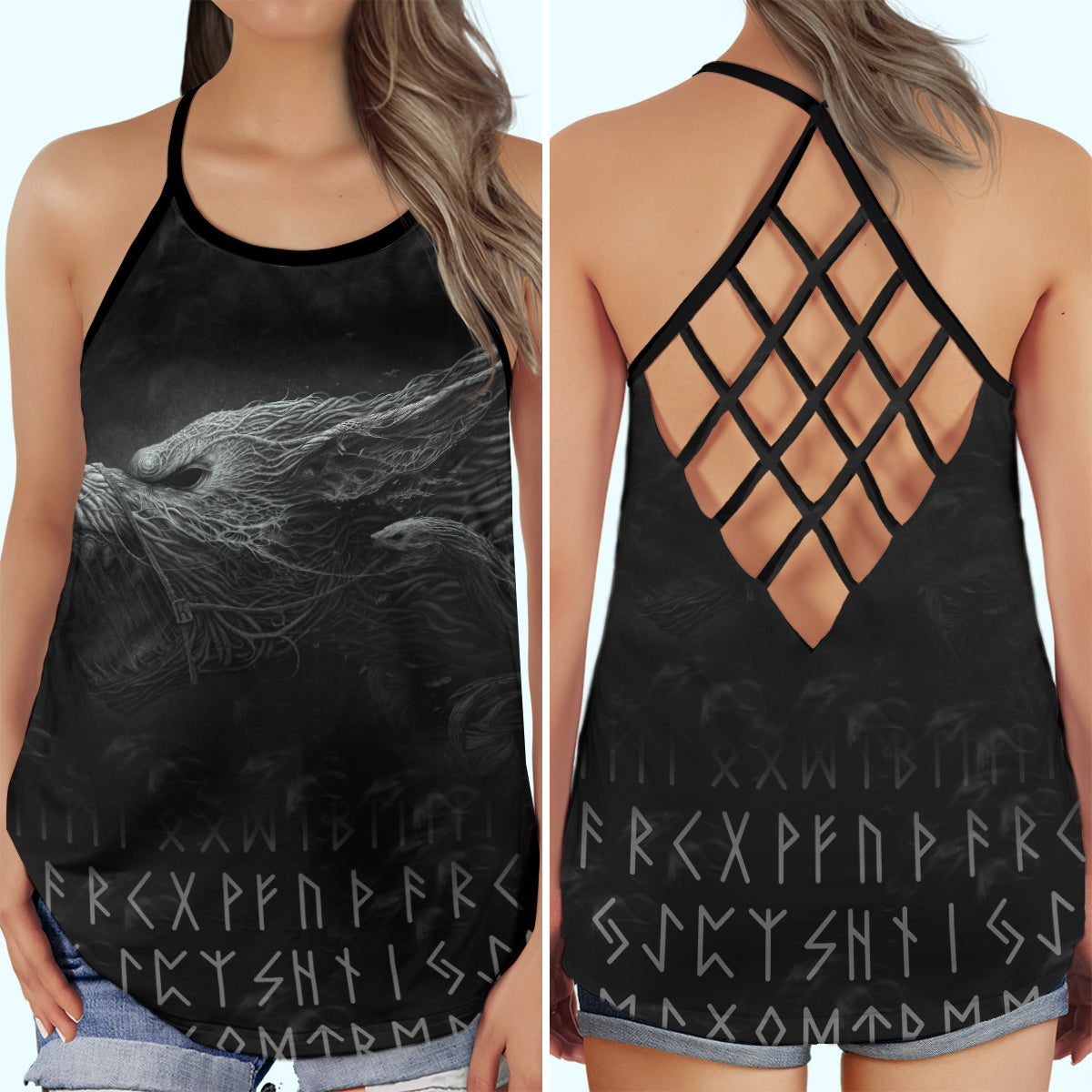Viking Strong Modern Wolf Hollow Tank Top For Workouts Festivals And Bold Style