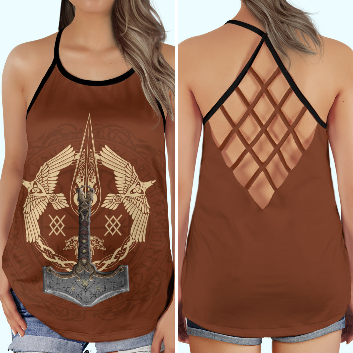 Viking Strong Artistic Hollow Tank Top For Workouts Festivals And Bold Style