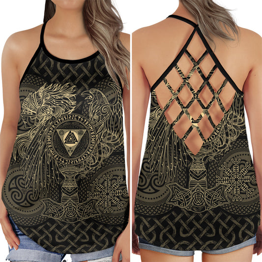Viking Strength In Black Hollow Tank Top For Workouts Festivals And Bold Style