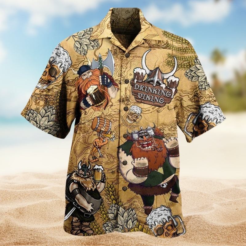 Viking Warrior Hawaiian Shirt For Tropical Holiday And Vacation Outfit