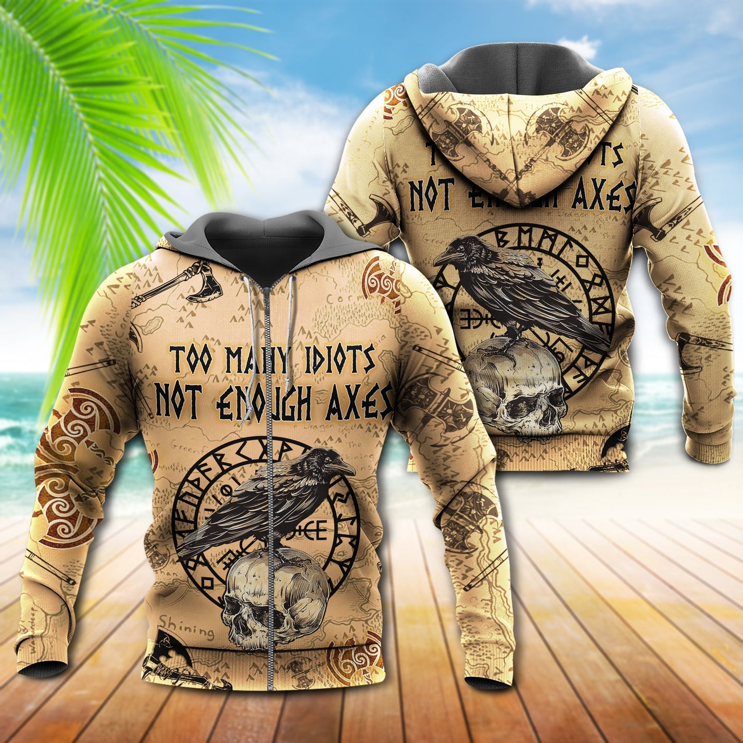 Viking Too Many Idiots Hoodie For Mythic Casual Outfits Weekend Adventures And Thoughtful Gifting