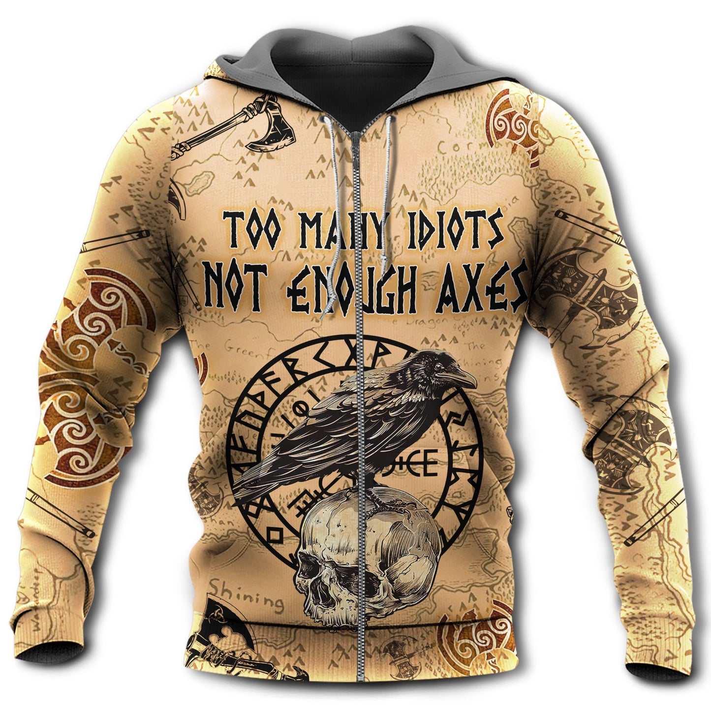 Viking Too Many Idiots Hoodie For Mythic Casual Outfits Weekend Adventures And Thoughtful Gifting