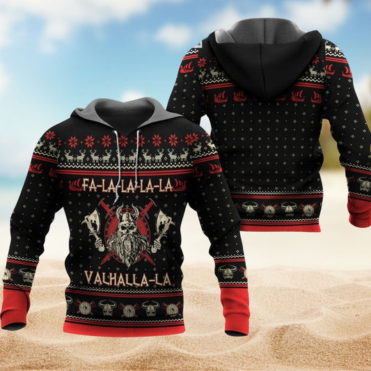 Black Red Bold Viking Valhalla Hoodie For Viking Enthusiasts Travel Days And Distinctive Streetwear
