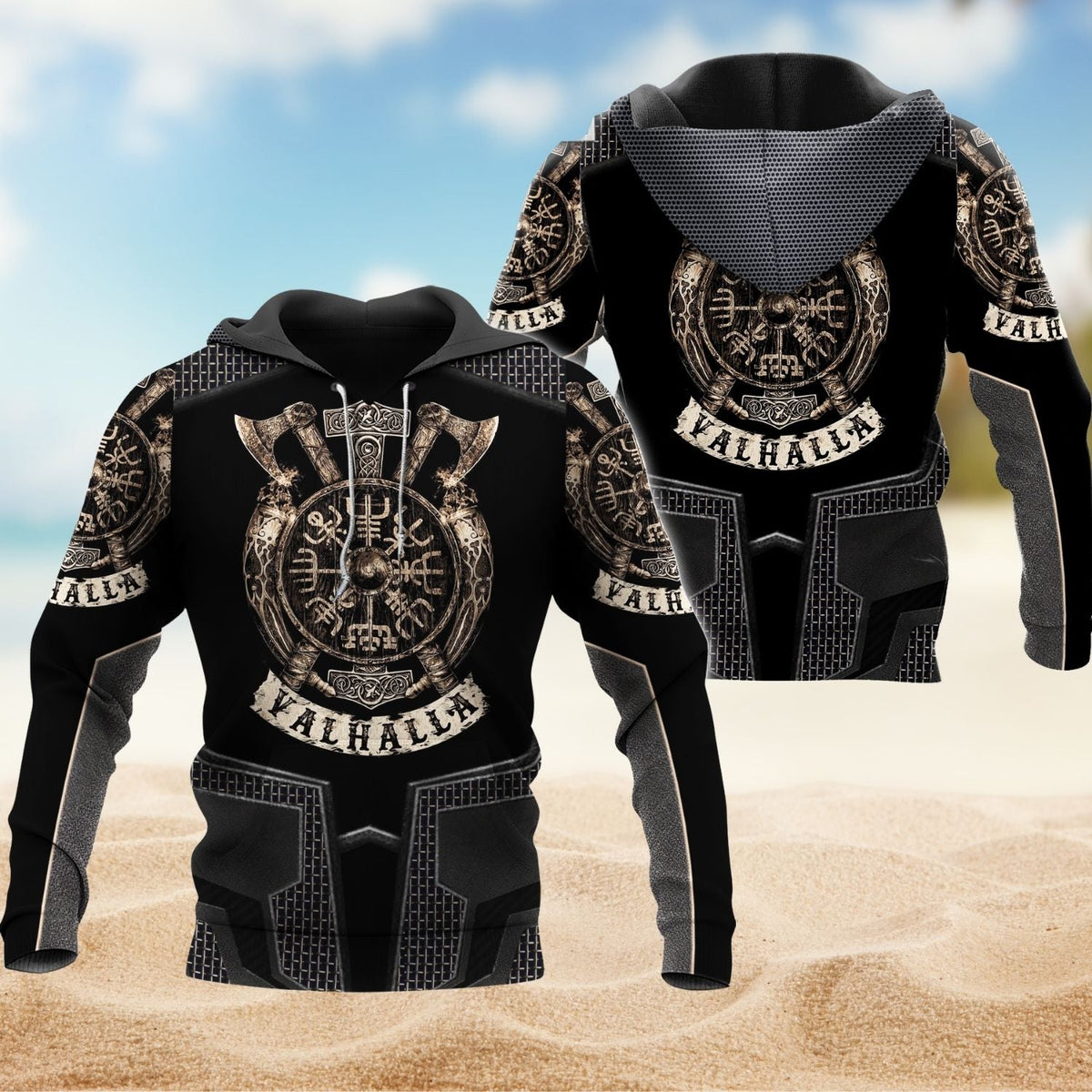 Viking Valhalla Brave Warrior Hoodie For Mythic Artwork Casual Days And Outdoor Exploration