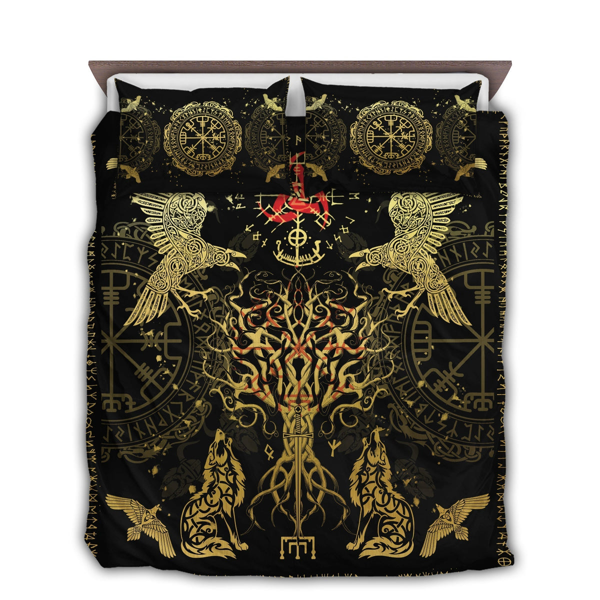 Viking Vegvisir Yggdrasil Bedding Cover For Norse Bedroom Decor