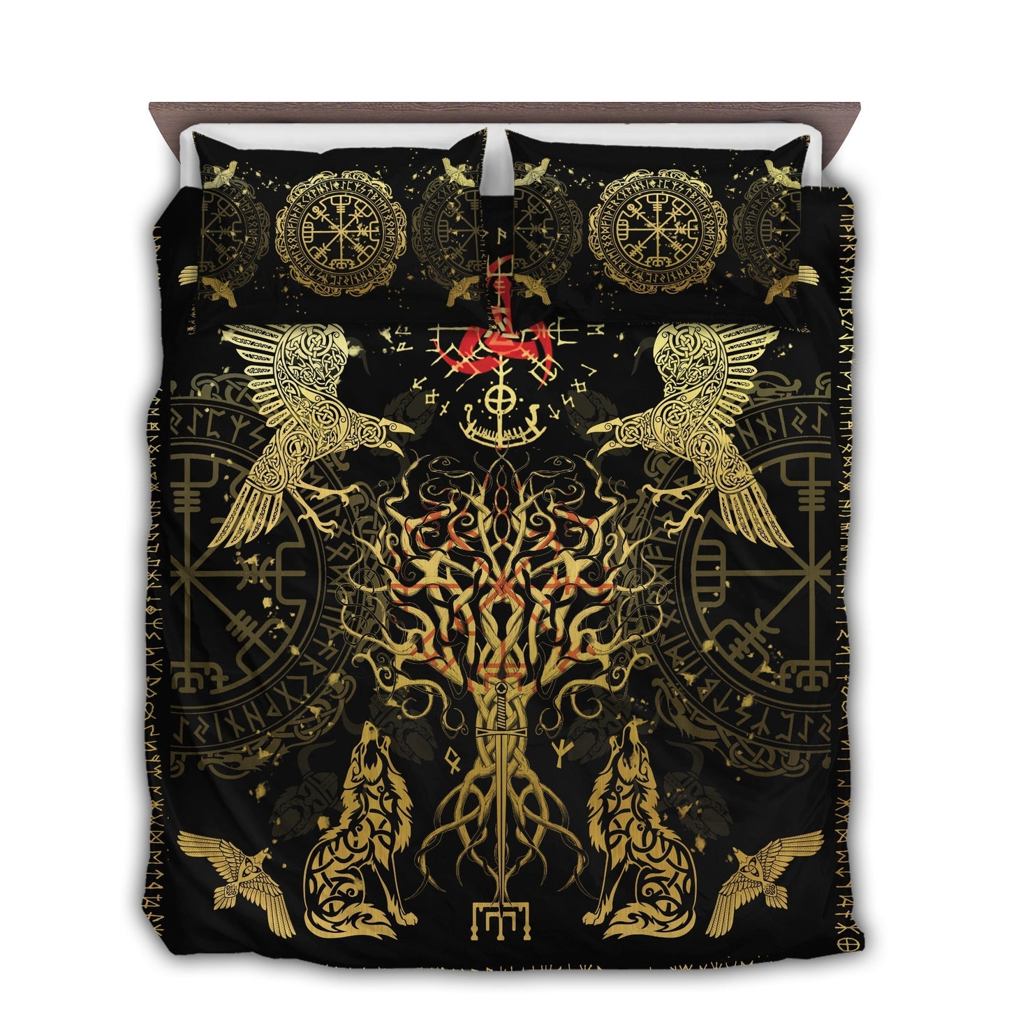 Viking Vegvisir Yggdrasil Bedding Cover For Norse Bedroom Decor
