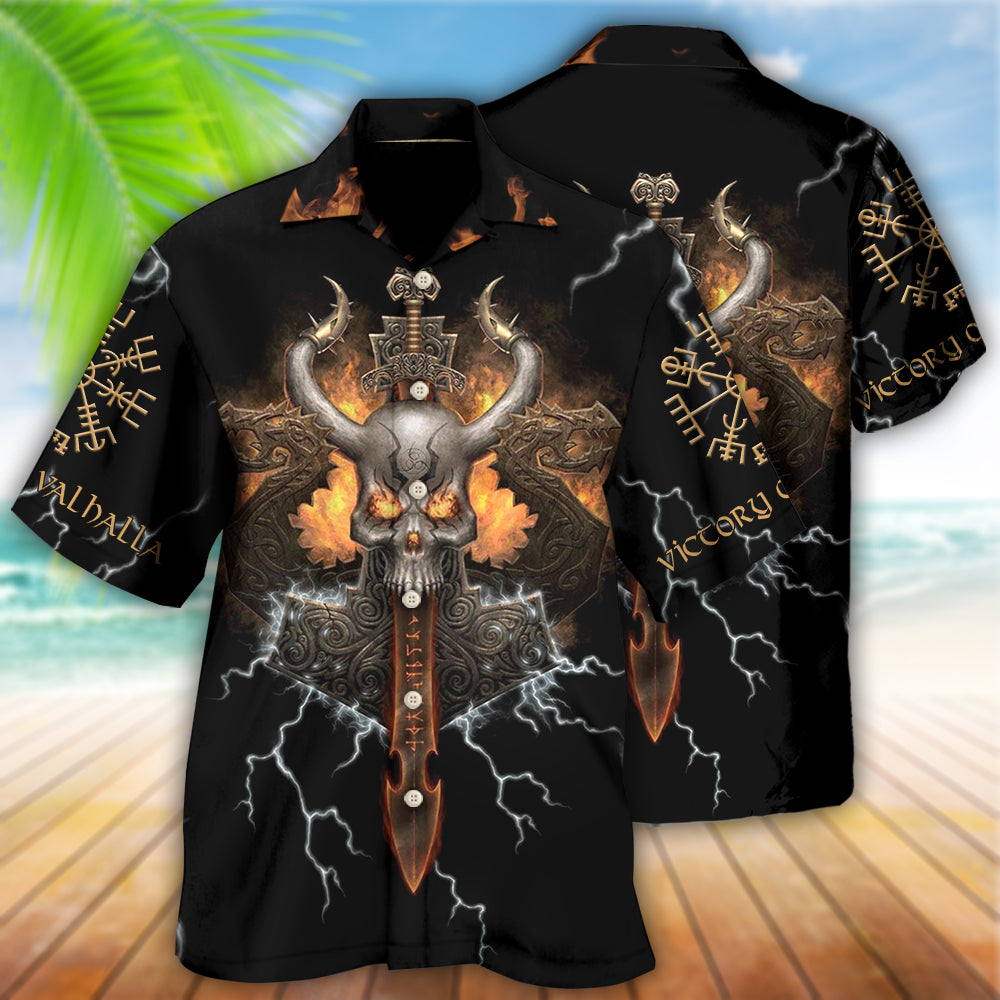 Norse Warrior Victory Hawaiian Shirt Artwork View For Coastal Escapes And Resort Style