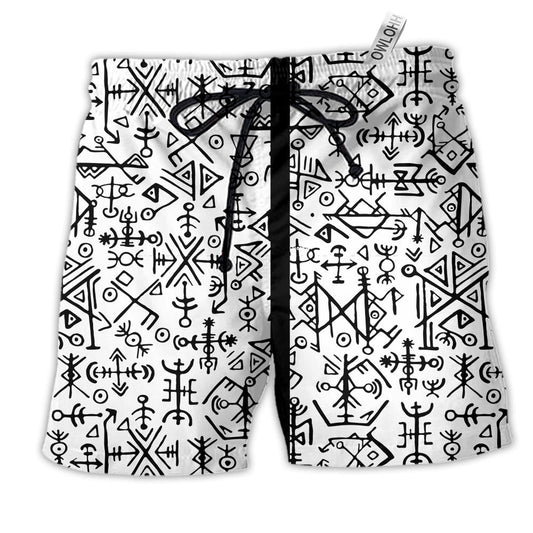 Viking Victory Life Black And White Hawaiian Beach Shorts For Weekend Adventures And Comfort