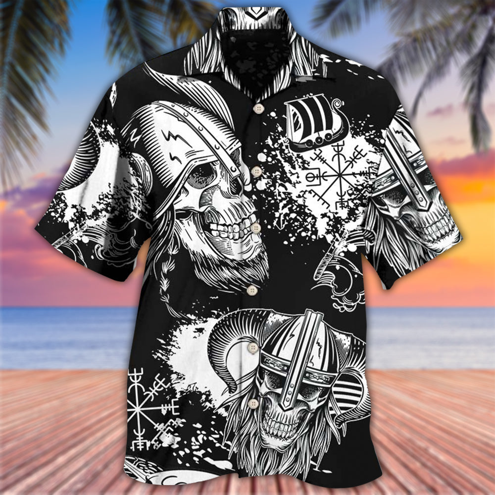 Black Viking Warrior Hawaiian Shirt With Detailed Graphic For Summer Events Coastal Travel And Comfortable Styling