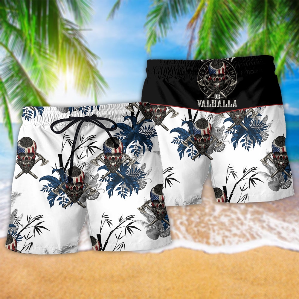 Viking Skull Victory Beach Shorts Pattern Detail For Outdoor Activities And Distinctive Seasonal Style