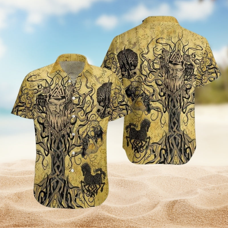 Viking Victory Hawaiian Shirt For Seasonal Celebration, Summer Vacation, And Island Inspired Style