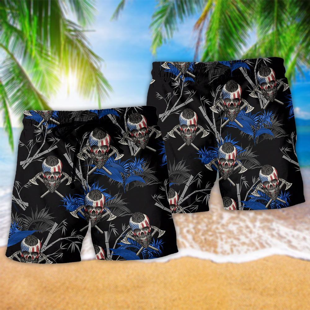 Viking Victory Skull Warrior Beach Shorts For Tropical Getaways And Weekend Adventures