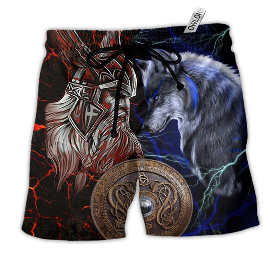 Viking Victory Wolf Amazing Style Hawaiian Print Beach Shorts For Fantasy Fan Beach Days