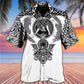 Black White Norse Warrior Blood Hawaiian Shirt Pattern Detail For Vacation Travel And Daily Wear