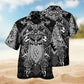 Viking Warrior Crimson Hawaiian Shirt For Family Vacation, Relaxed Getaway, And Coastal Casual Wear