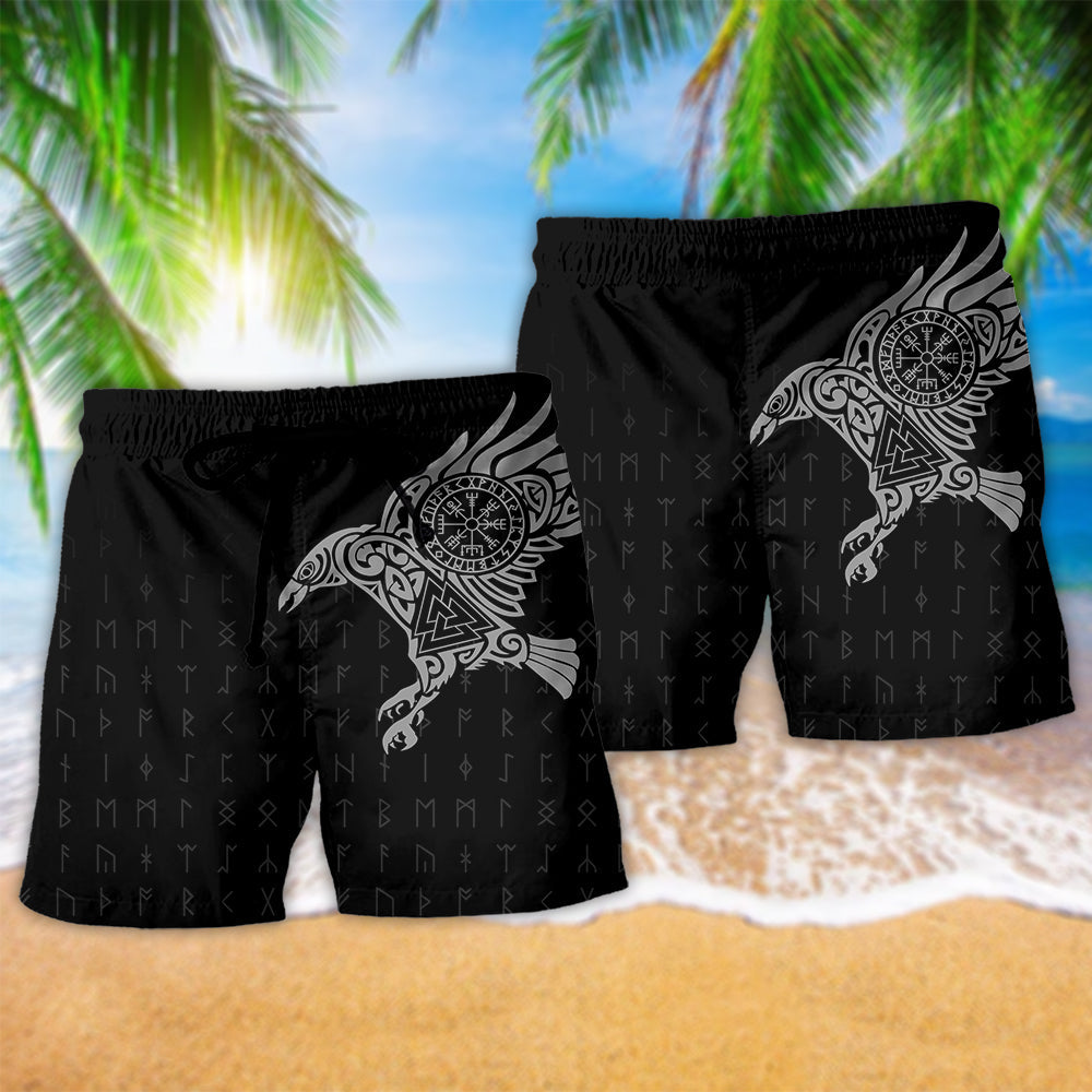 Viking Warrior Heritage Beach Shorts Pattern View For Weekend Trips And Outdoor Activities