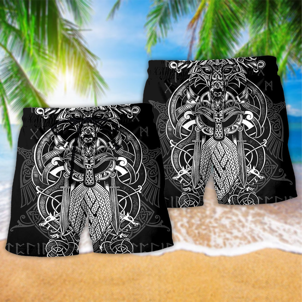 Viking Warrior Heritage Beach Shorts Design Detail For Resort And Beach Day Style