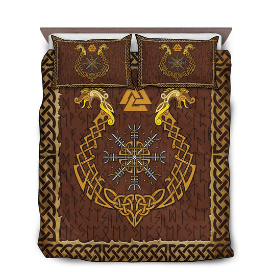 Orange Viking Warrior Bedding Cover For Norse Bedroom Decor