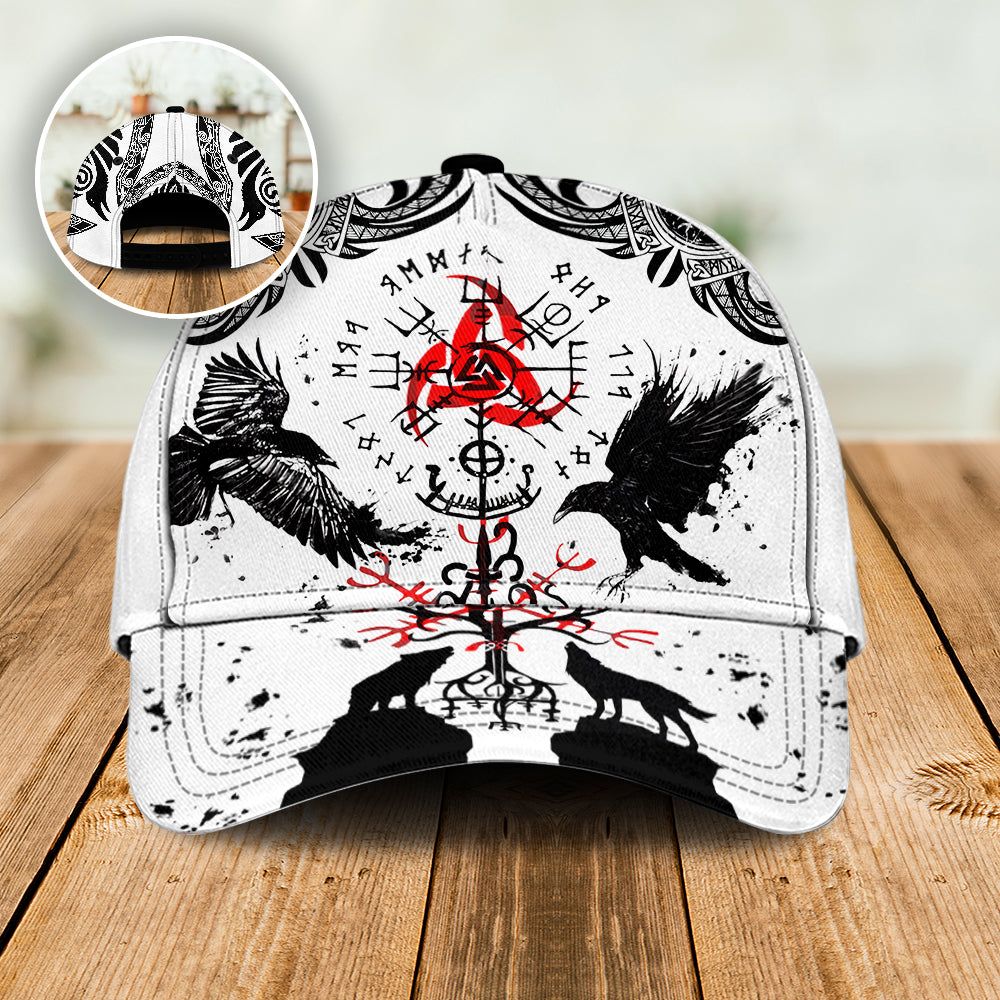 Viking Warrior Black White Red Classic Cap For Daily Wear Travel And Outdoor Activities