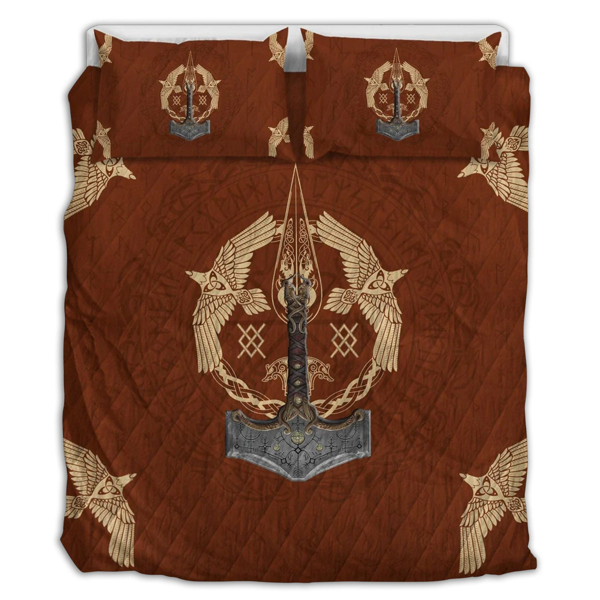 Red Viking Warrior Bedding Cover For Norse Bedroom Decor