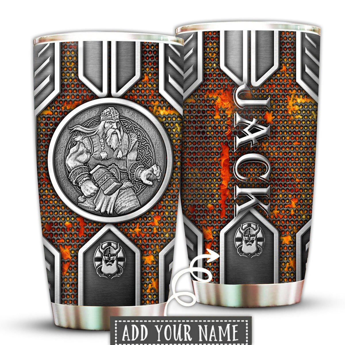 Viking Warrior Stronger With Fire Personalized 20 Oz Tumbler For Coffee Travel And Daily Drinks