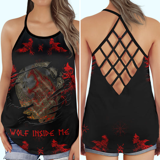 Viking Wolf Inside Me Red Hollow Tank Top For Fitness Sessions And Daily Wear
