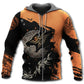 Orange Black Viking Wolf Hoodie For Bold Streetwear Outdoor Trips And Mythology Enthusiasts