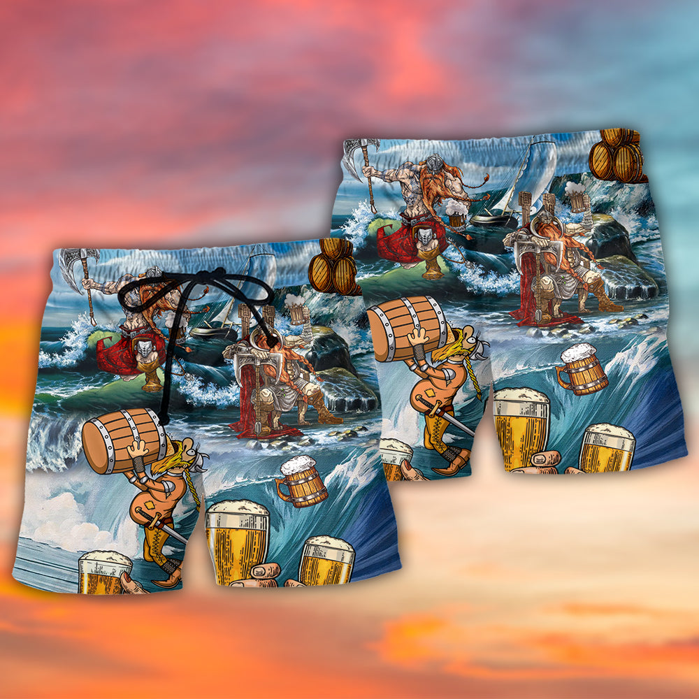 Viking Beer Humor Lifestyle Beach Shorts Design Detail For Weekend Getaways And Beach Days