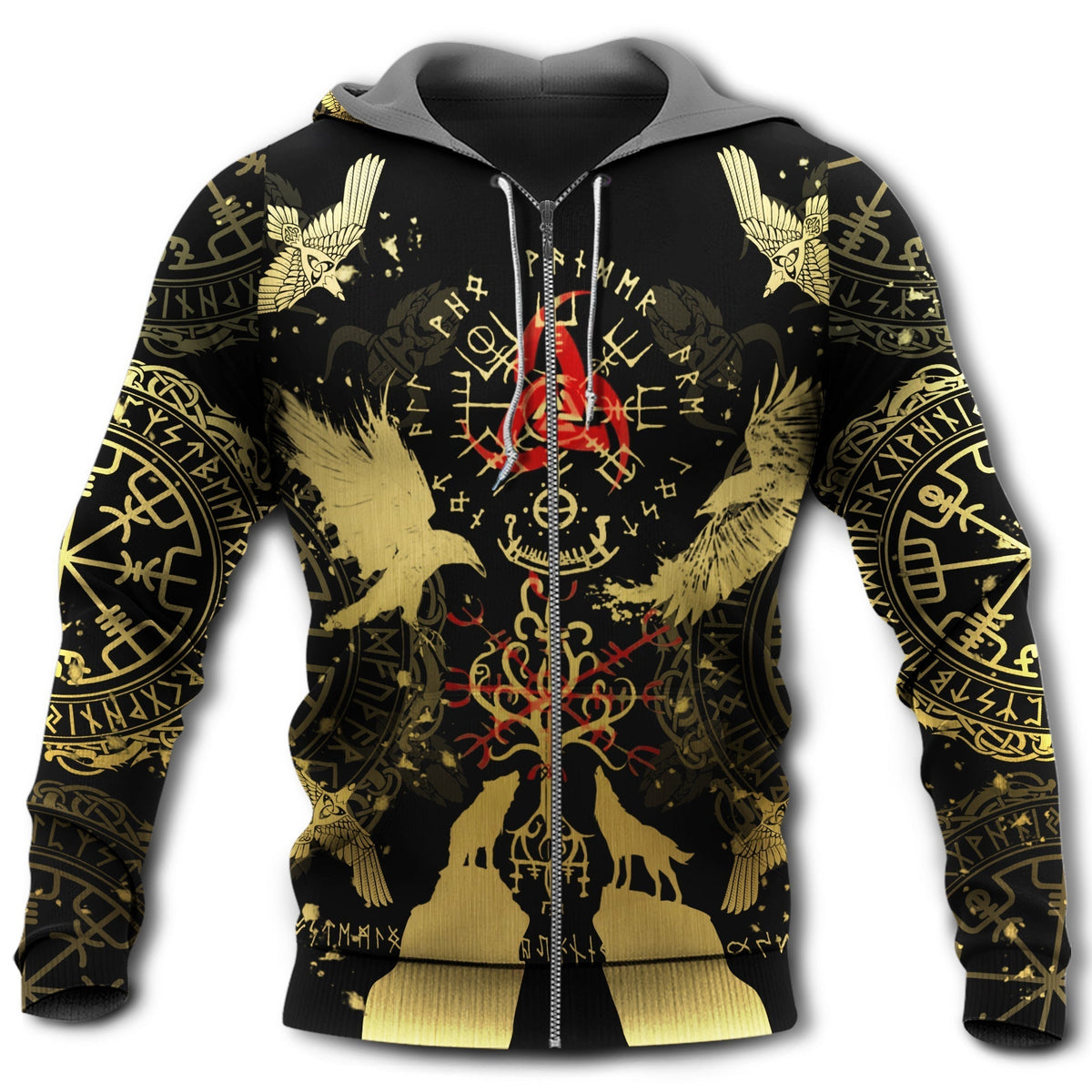Black Yellow Red Viking Blood Hoodie For Distinctive Travel Outfits Seasonal Wear And Gift Giving