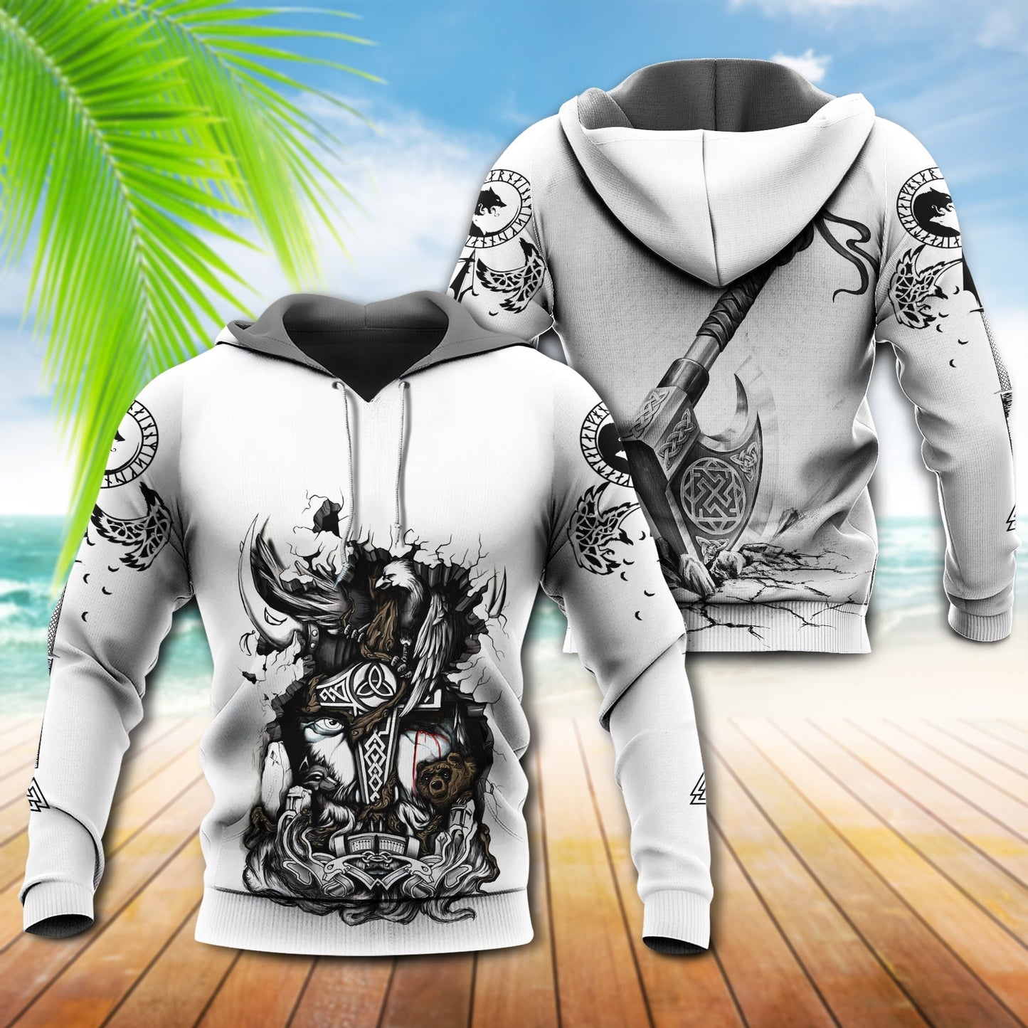 White Viking Blood Hoodie For Bold Casual Wear Seasonal Trips And Myth Inspired Gifting