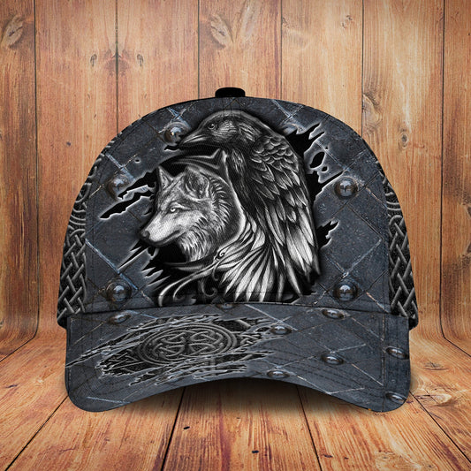 Viking Wolf Raven Black And White Classic Cap For Summer Activities Vacations And Comfortable Daily Wear