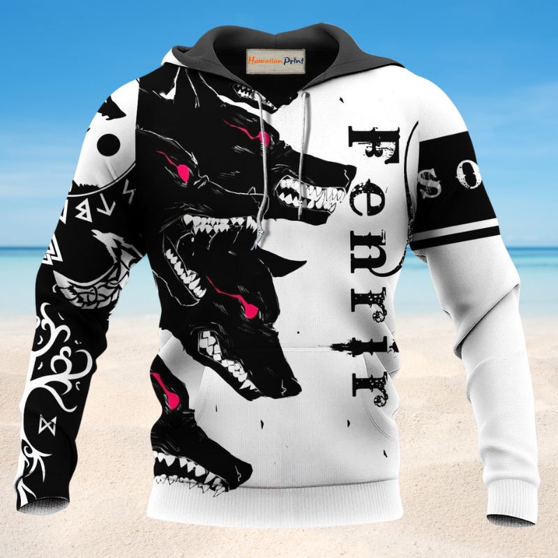 Viking Fenrir Blood Wolf Hoodie For Norse Inspired Streetwear Outdoor Travel And Bold Everyday Style