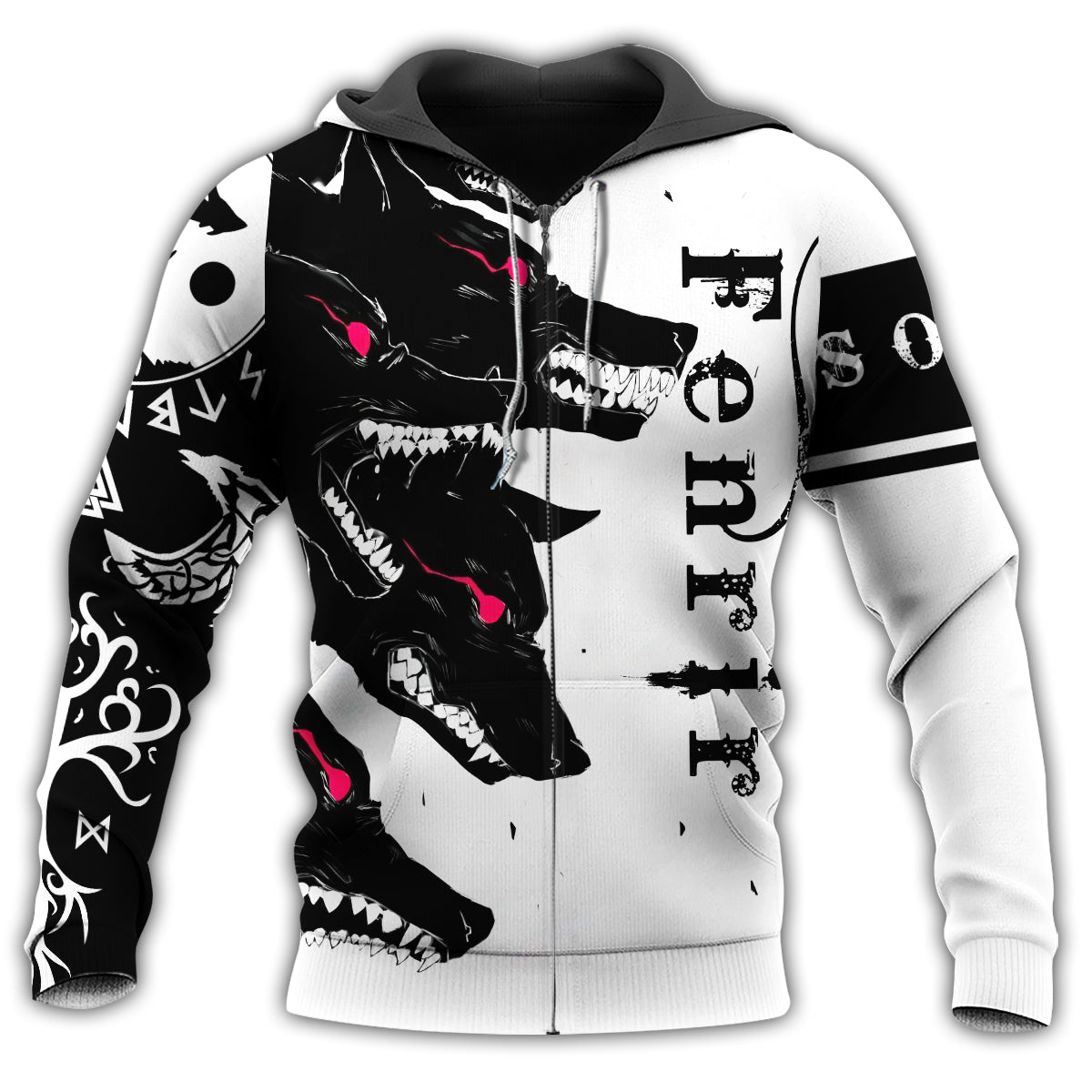 Viking Fenrir Blood Wolf Hoodie For Norse Inspired Streetwear Outdoor Travel And Bold Everyday Style