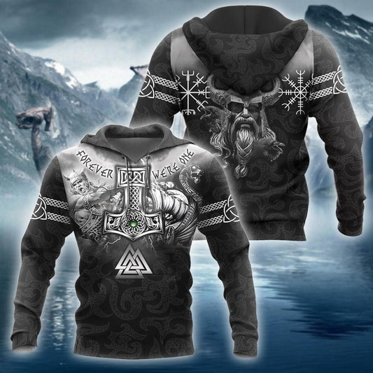 Viking Thunder Hammer Hoodie For Norse Inspired Streetwear Outdoor Travel And Bold Everyday Style
