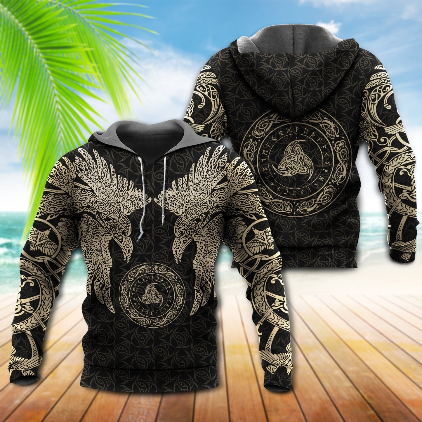 Viking Munin Raven Tattoo Hoodie For Mythic Casual Outfits Weekend Adventures And Thoughtful Gifting
