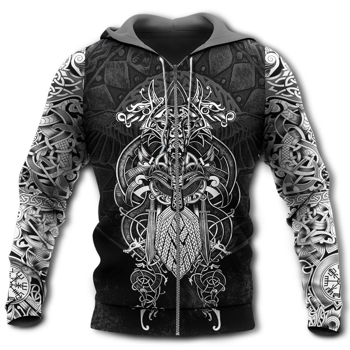 Viking Odin Wolf Warrior Tattoo Hoodie For Bold Streetwear Outdoor Trips And Mythology Enthusiasts