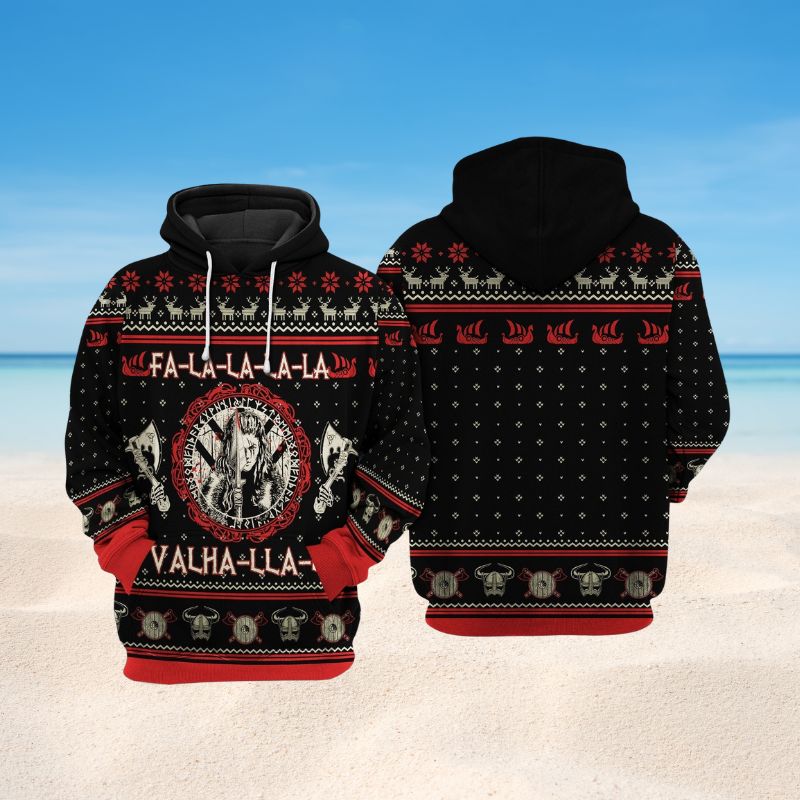 Black Red Viking Shieldmaiden Hoodie For Norse Style Adventures Casual Layering And Everyday Wear