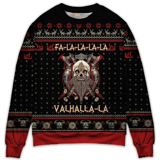 Viking Valhalla Black And Red Sweater For Outdoor Gatherings Weekend Trips And Bold Casual Styling