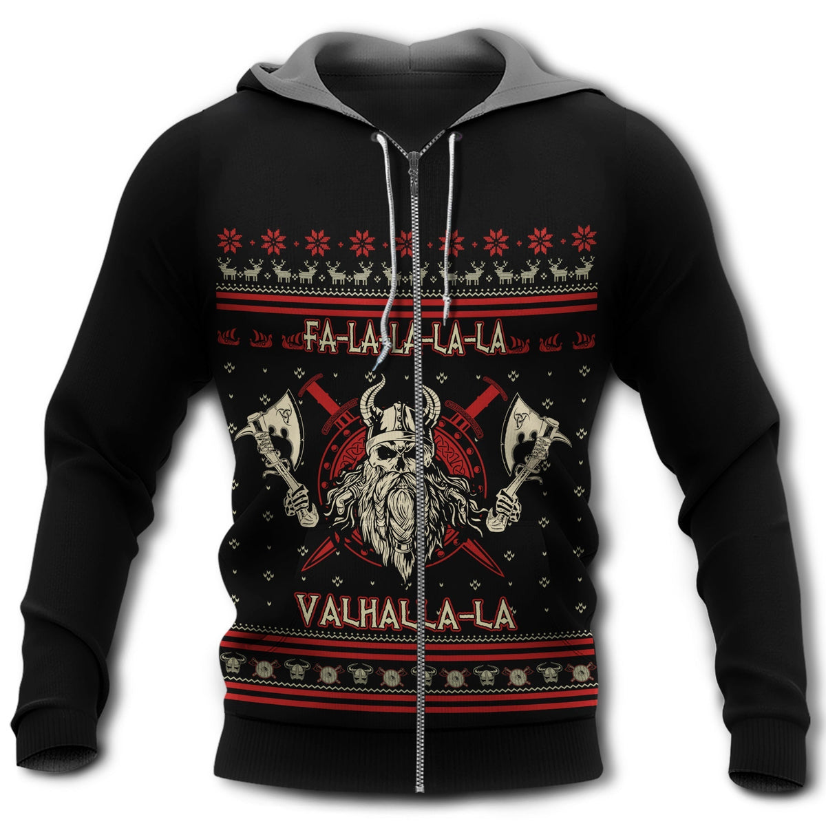 Red Viking Valhalla Hero Hoodie For Norse Inspired Streetwear Outdoor Travel And Bold Everyday Style