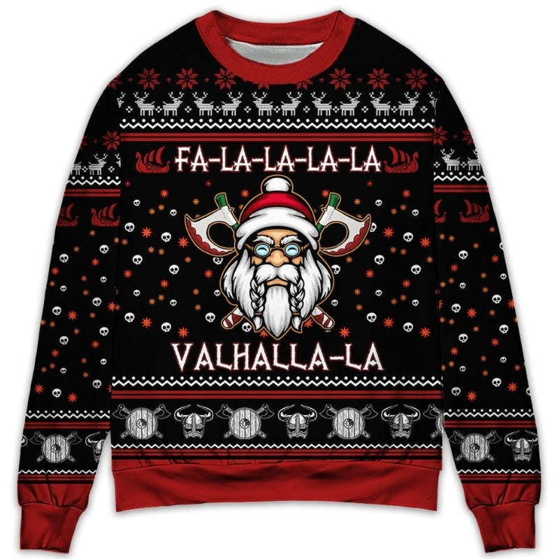 Viking Valhalla White And Red Sweater For Mythic Adventures Casual Wear And Thoughtful Gift Giving