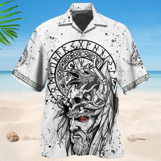Viking Victory Black White Hawaiian Shirt For Mythic Art Lovers, Coastal Outings, And Thoughtful Gift Giving