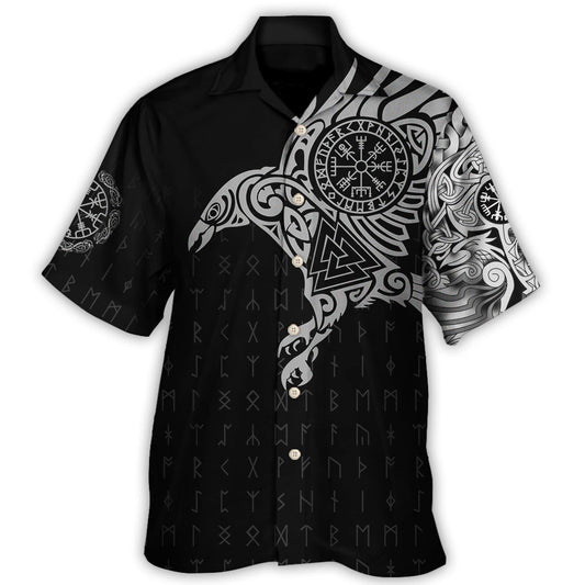 Viking Warrior Crimson Hawaiian Shirt For Coastal Festival, Summer Vacation, And Casual Wear