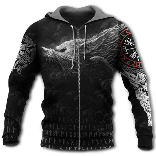 Grey Black Dark Viking Wolf Hoodie For Norse Themed Outfits Weekend Travel And Relaxed Comfort