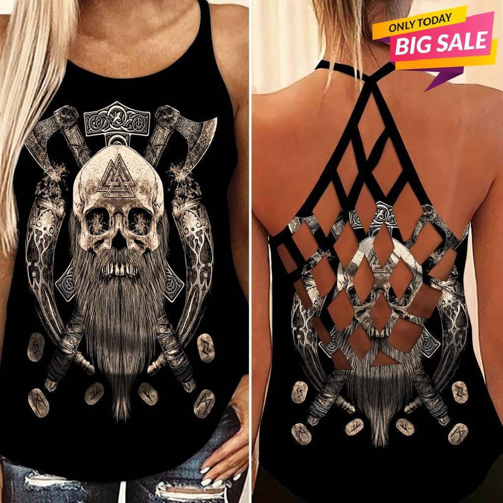 Viking Strength Hollow Tank Top For Summer Events And Alternative Outfits