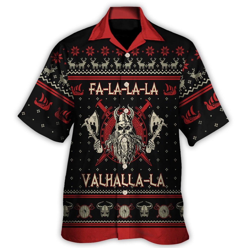 Viking Nordic Black Red Hawaiian Shirt Design View For Beach Days