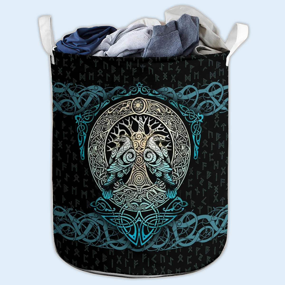 Medium Size Viking Raven Mysterious Style Laundry Basket For Bathroom Bedroom Storage