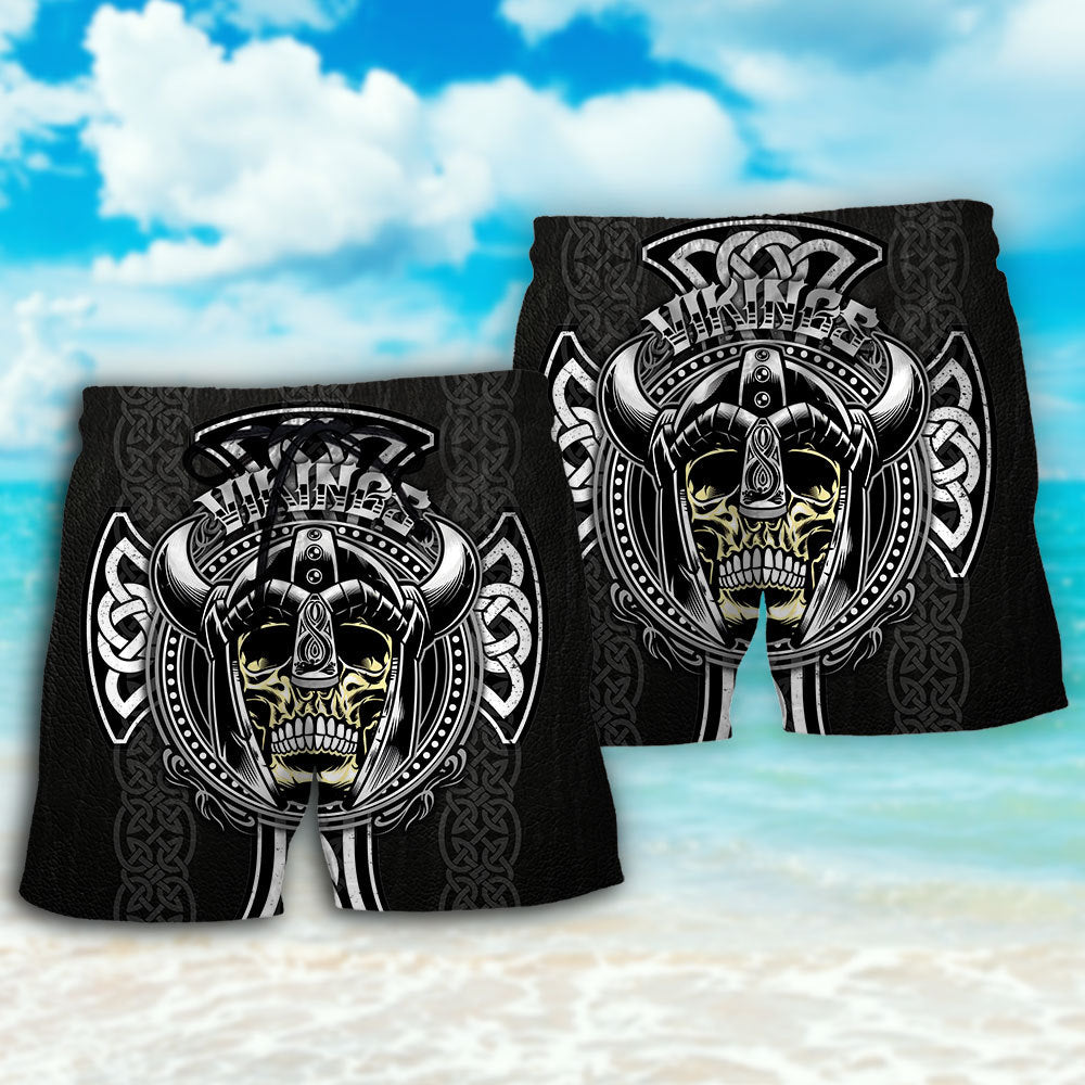 Viking Black Norse Beach Shorts Pattern Detail For Weekend Travel And Flexible Everyday Wear