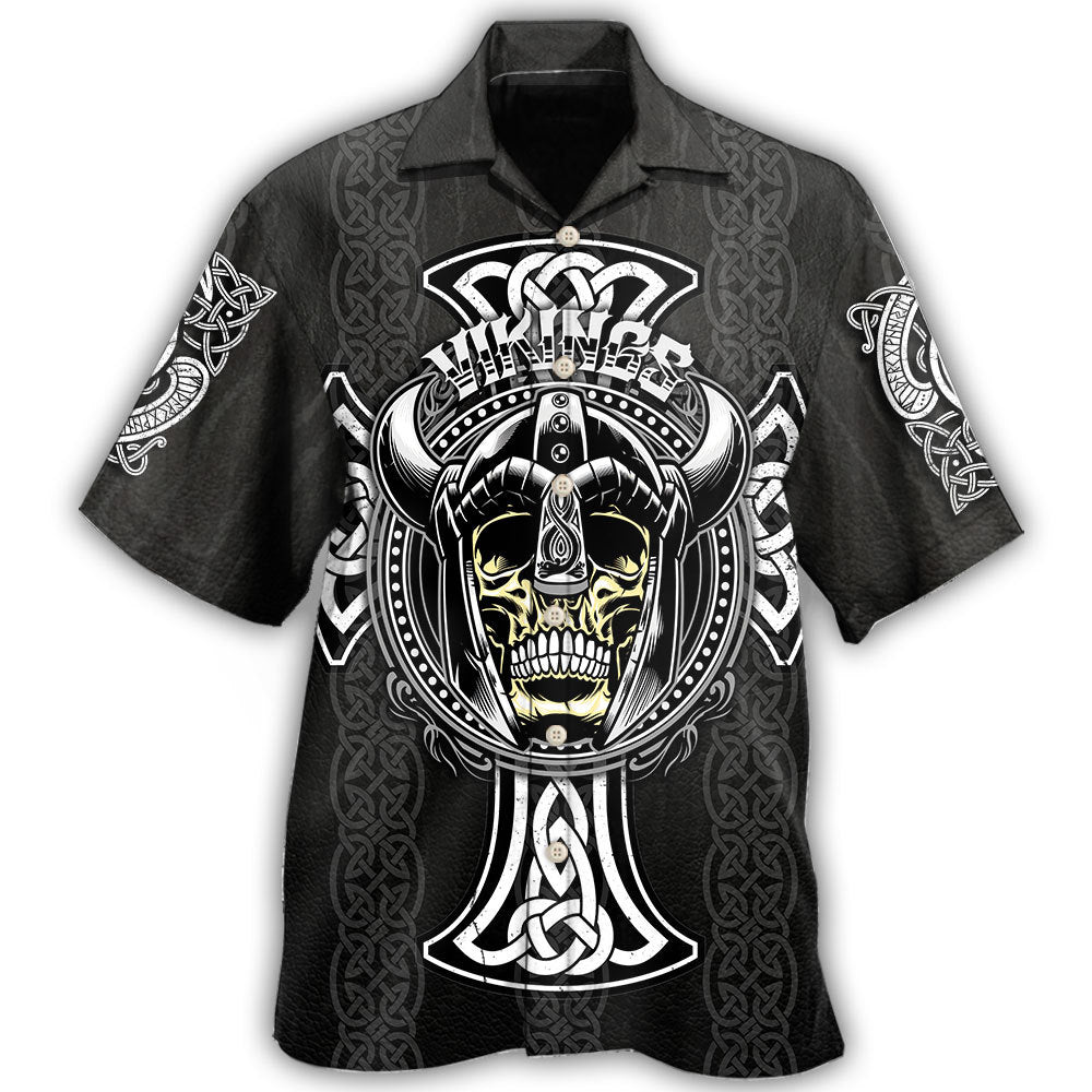 Dark Viking Pattern Hawaiian Shirt For Beach Days, Summer Outings, And Thoughtful Gift Giving