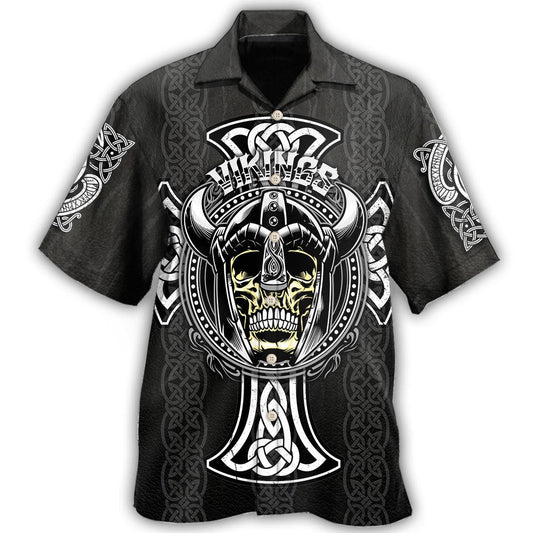 Dark Viking Pattern Hawaiian Shirt For Beach Days, Summer Outings, And Thoughtful Gift Giving